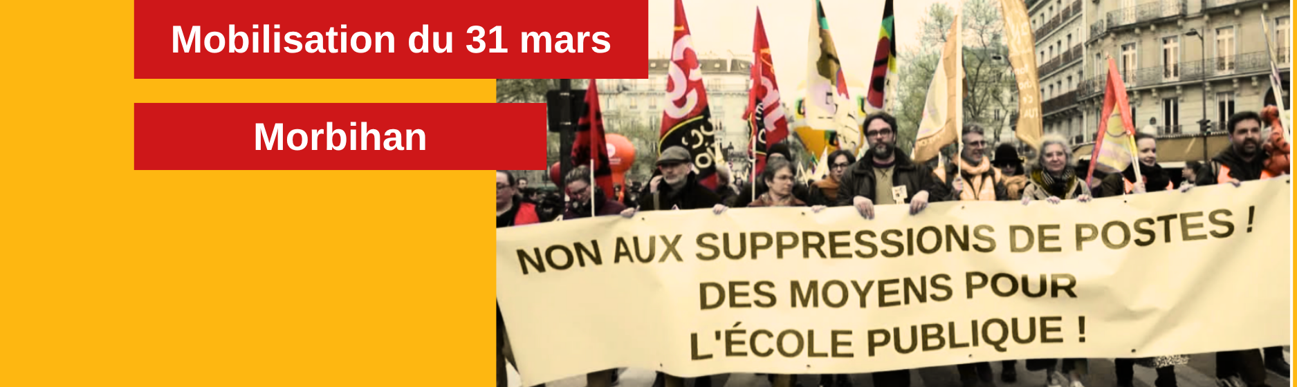 Mobilisation du 31 mars 2026 contre le projet de carte scolaire avec la CGT Éduc&rsquo;action 56